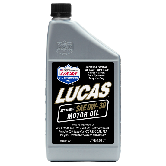 LUCAS OIL SYNTHETIC HIGH PERFORMANCE MOTOR OIL 0W30 1 LT